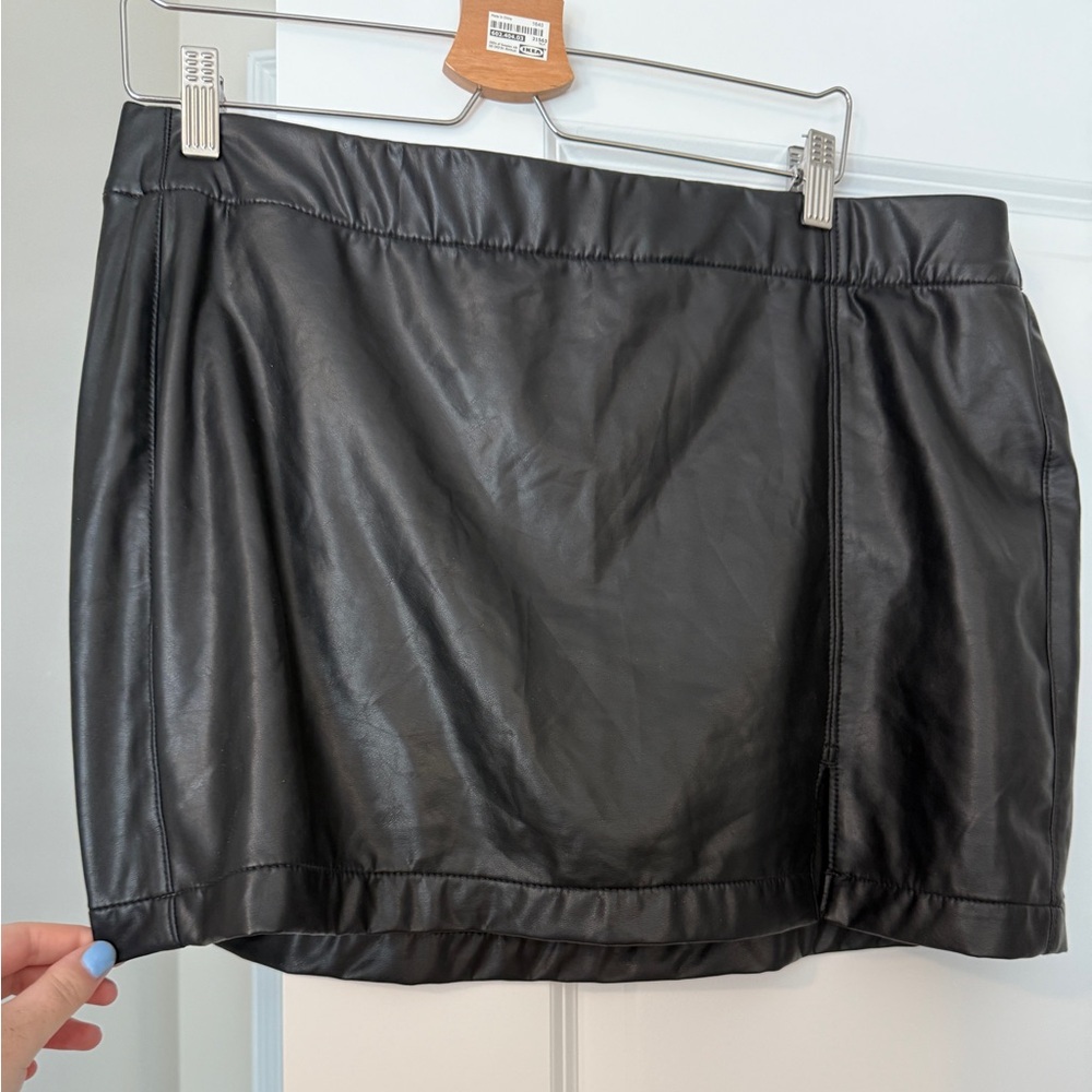 Faux Black Leather Mini Skort
